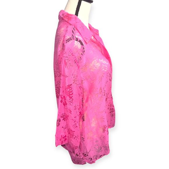 Hot Pink Hawaiian Print Beach Coverup - Picture 4 of 5